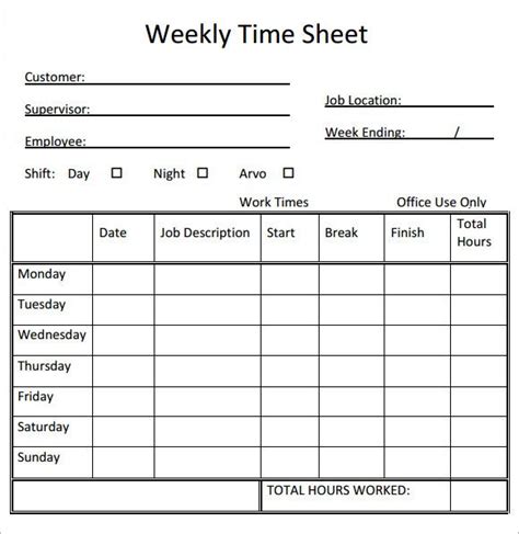 printable weekly timesheet template search results calendar