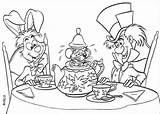 Coloring Wonderland Alice Pages Tea Party Disney Popular sketch template
