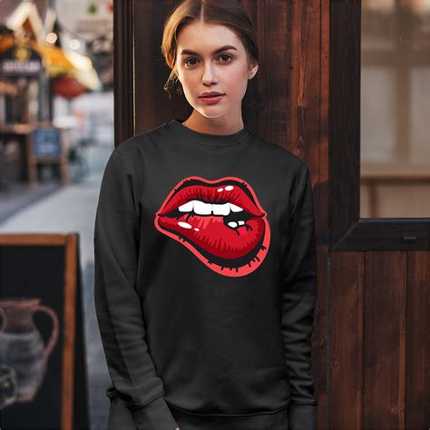 naughty biting lips sweatshirt hot luscious sexy red lips crewneck ebay