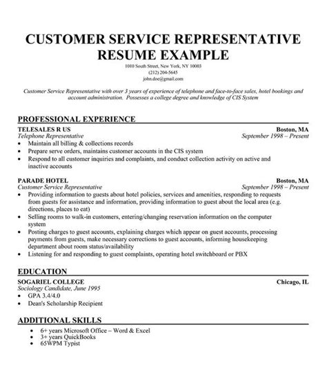 resume samples  customer service sample resumes