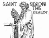 Coloring Zealot Catholic Saints Apostles Schongauer Male sketch template