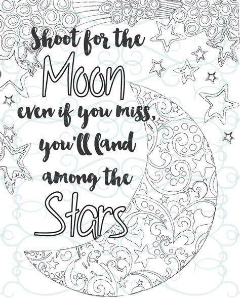 adult inspirational coloring page printable  shoot   moon