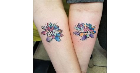 colorful flowers mother daughter tattoos popsugar love and sex photo 9