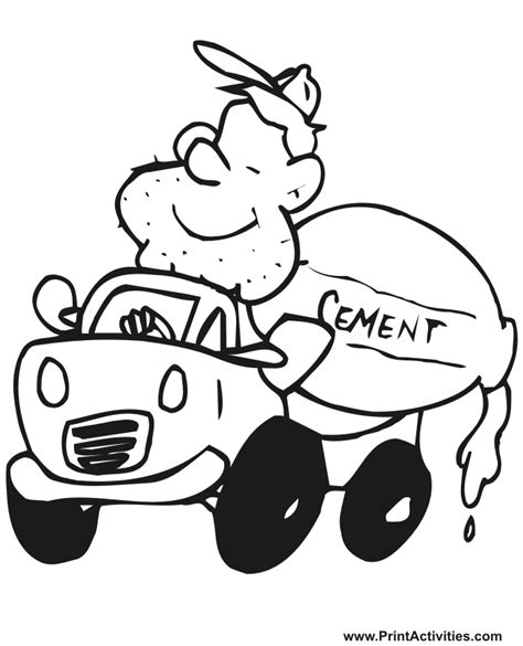truck coloring page cement mixer