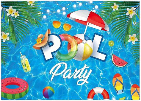 7x5ft Pool Party Backdrop Summer Swimming Balls Lifebuoy Water Wave