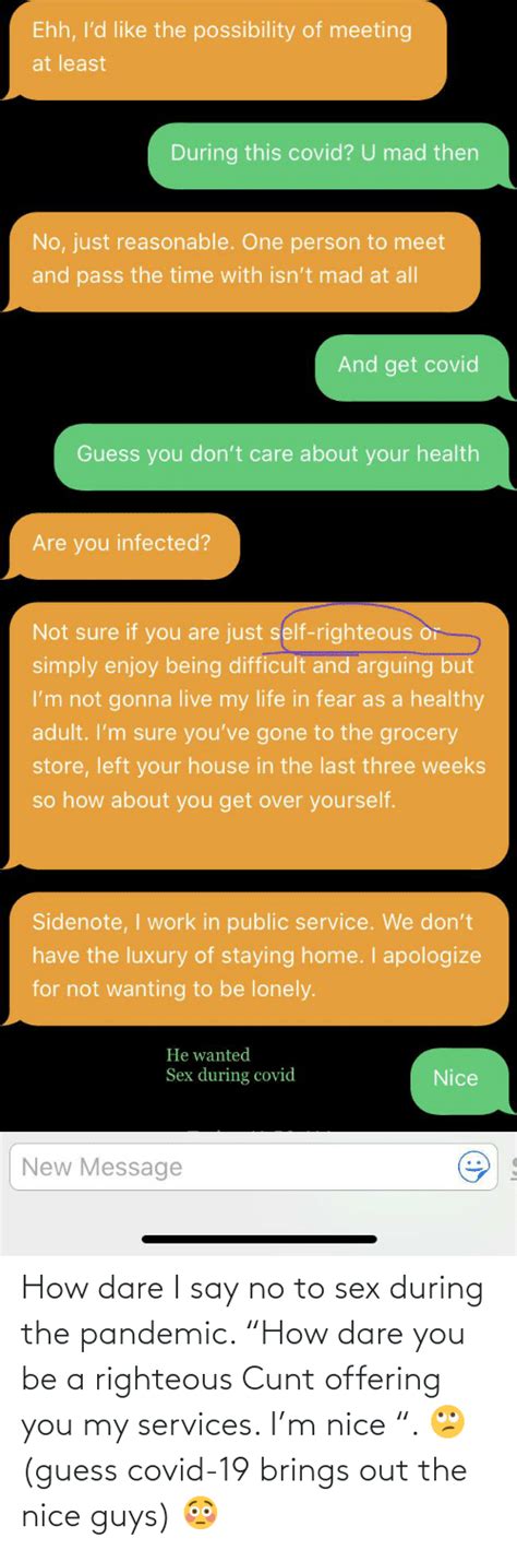 How Dare I Say No To Sex During The Pandemic “how Dare You
