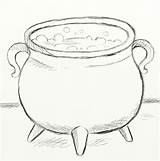 Cauldron Draw Sketch Drawing Witch Halloween Drawings I365art October Witches Easy Step Illustration Boiling Potter Harry Sketches Side Handles Line sketch template