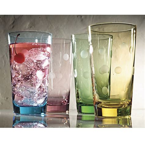Artland Polka Dot 4 Pc Highball Glass Set Multicolor Drinking Glass