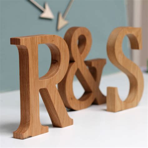 personalised couple initial oak letters     mill