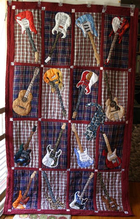 quilted wall hanging  guitars
