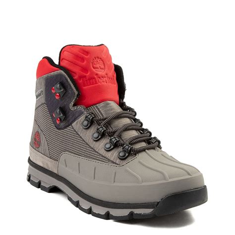 mens timberland euro hiker shell toe jacquard boot gray red journeys