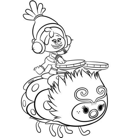 dj suki  trolls cartoon coloring pages poppy coloring page