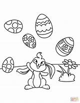 Easter Bunny Coloring Eggs Pages Cute Juggling Print Printable Bunnies Colouring Color Book Drawing Happy Rabbit sketch template