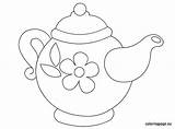 Coloring Tea Teapot Pot Pages Template Printable Flower Pattern Teapots Drawing Templates Pots Printables Party Book Print Coloringpage Big Embroidery sketch template