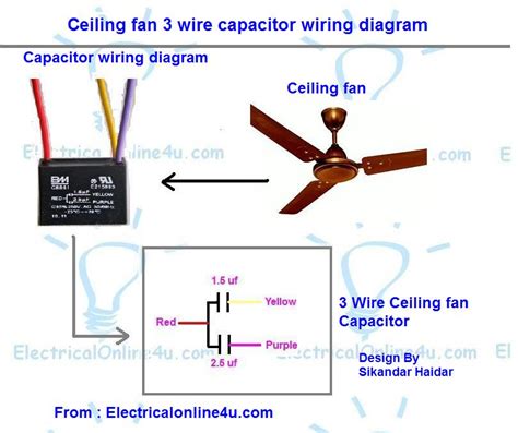 ceiling fan  wire capacitor wiring diagram electrical