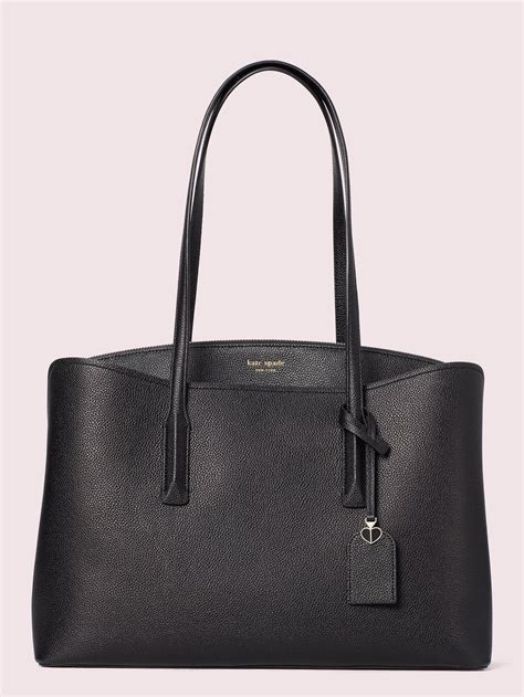 kate spade leather margaux large work tote  black lyst