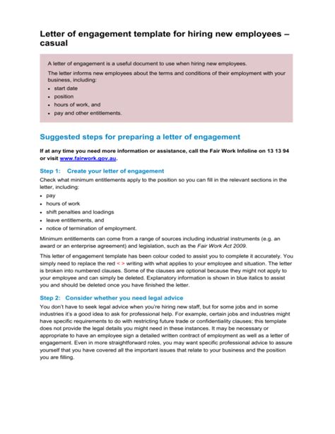 letter  engagement template  hiring  employees