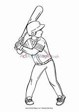 Baseball Boy Colouring Village Activity Explore sketch template