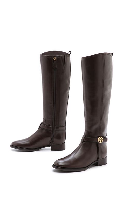 tory burch bristol riding boots  brown lyst