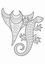 Polynesian Lizard Punga Tatuaggi Tama Nga Colorare Polynesien Erwachsene Malbuch Adulti Coloriages Coloring4free Justcolor Tatouages Maori Tangaroa Difficiles Adultes Colouring sketch template