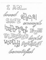 Affirmation Affirmations Colouring Printable Lds Confident Alley Quote sketch template
