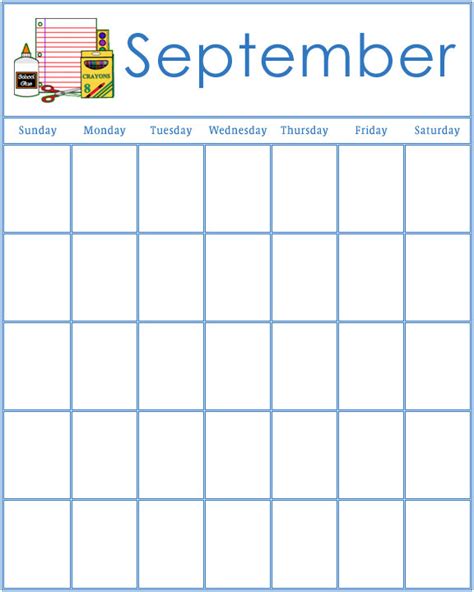kindergarten printable calendar