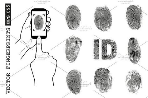 vector fingerprint set fingerprint business card template word