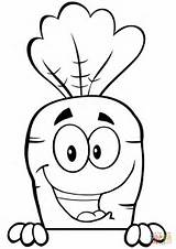 Carrot Coloring Cartoon Cute Happy Carrots Character Pages Printable Version sketch template