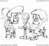 Boy Milkshake Girl Sharing Cartoon Clip Outline Toonaday Royalty Illustration Rf Leishman Ron 2021 Line sketch template