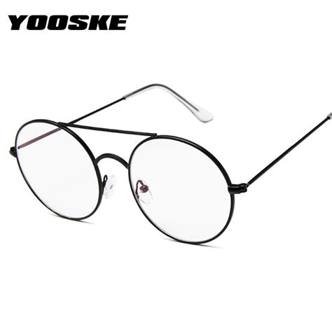 Yooske Fake Glasses Frame Women Men Vintage Blue Film Round Glasses