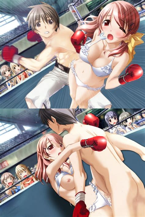 rule 34 arena bikini black hair blonde hair blush boxing boxing gloves boxing ring breasts