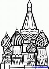 Saint Basil Kremlin Cathedral Moscow Russe Pages Petersburg Basile Basils Landmarks Coloriage Russie Dragoart Enregistrée Colorier Designlooter sketch template