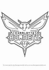Hornets Charlotte Logo Draw Drawing Coloring Nba Step Template Sketch sketch template