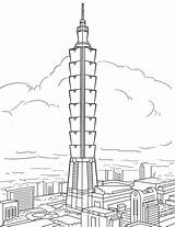 Coloring 101 Taipei Pages Drawing Printable Buildings Categories sketch template