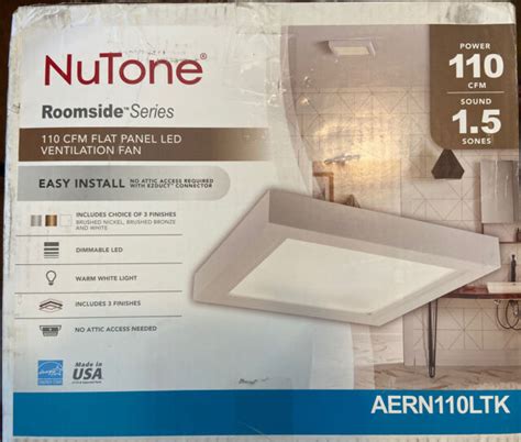 nutone aernltk roomside ceiling bathroom exhaust fan  square led panel ebay