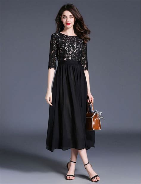 elegant lace overlay little black dress dressket