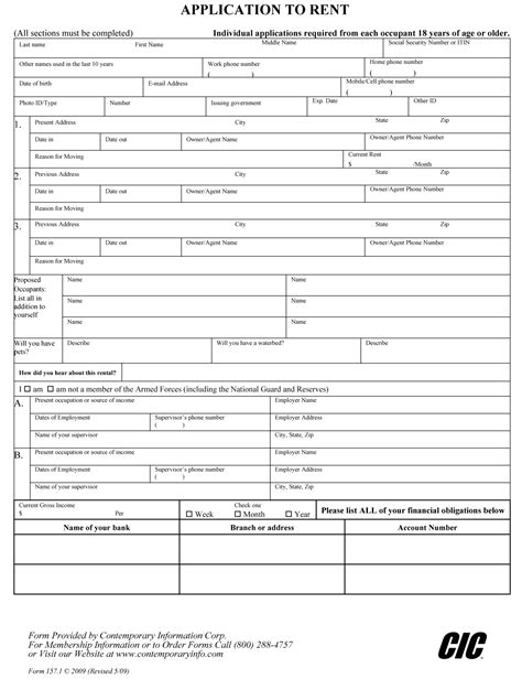 rental application amp rental rental application forms