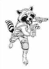 Coloring Rocket Pages Raccoon Guardians Galaxy sketch template