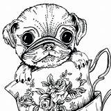 Coloring Pug Pages Dog Cute Adults Printable Adult Baby Print Colouring Kids Puppy Animal Sheets Color Puppies Teacup Book Getcolorings sketch template