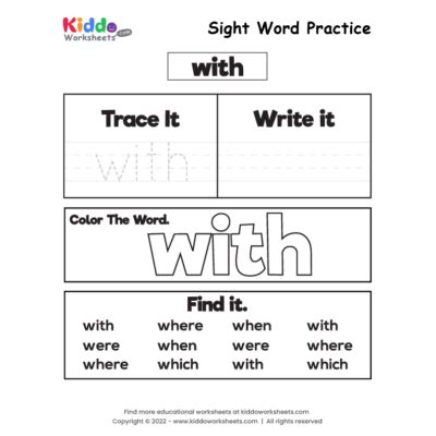 printable sight word practice  worksheet kiddoworksheets