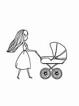 Stroller Coloring Baby Pages Printable sketch template