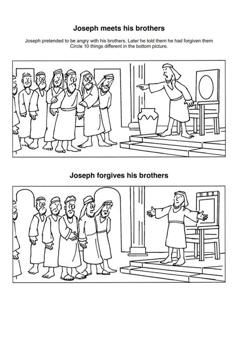 coloring page joseph forgives  brothers bible crafts preschool