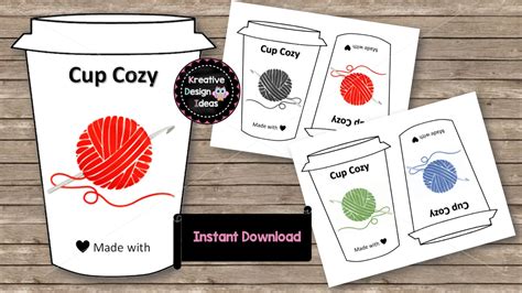 cup cozy templates inserts instant  printables