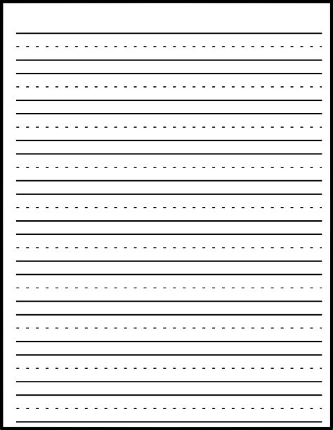 kindergarten handwriting practice paper  dotted lines