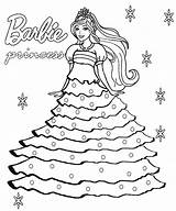 Barbie Coloring Princess Pages Dress Kids sketch template