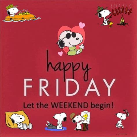 snoopy happy friday   weekend  animated gif happy friday gif good morning