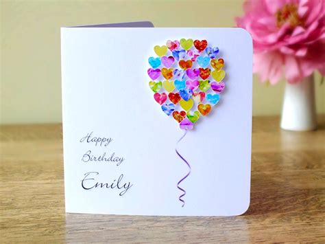 handmade  birthday card personalised colourful balloons