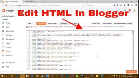 edit html  blogger youtube