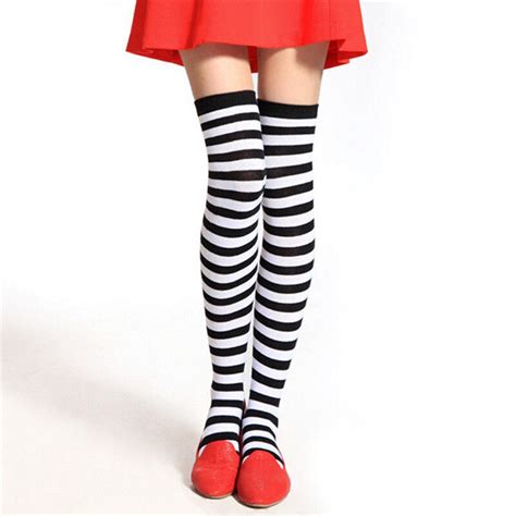 women fashion stockings striped thigh high over the knee socks long