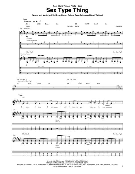 sex type thing by stone temple pilots guitar tab guitar instructor